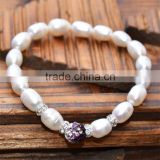 Most popular good quality wholesale big pearl bracelet with rhinestone