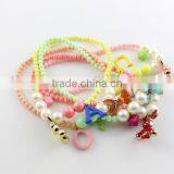 Cute Rubbit Letter Pearl Necklace Colorful Candy Pendant