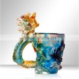 dragon teacup Chinese liuli colored glaze cup