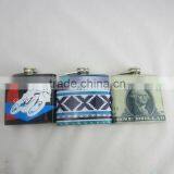 Stianless Steel Wine Hip Flask With Water Transfer Printing Image