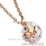 Fashion Jewelry Women's Inlay Stone Stainless Steel Fox Head Pendant Necklace