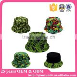 Fashion print polyester custom logo marijuana bucket hats