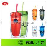 16oz double wall wholesale clear acrylic tumblers with lids and straws