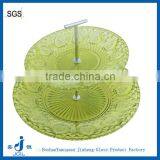 Green Two Layers Glass Plate for Seasoning and Fruit thumbnail-1