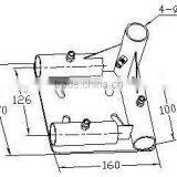 JY-1002R|Electrophoresis Black Metal Pipe Connector|Heavy Duty Foot Pad for Pipe and Goods Shelf|Caster Wheel Connector thumbnail-3