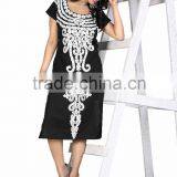 Pure Cotton Black Color Kurti With White Embroidery
