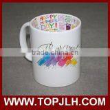Promotional Plain White Double Wall Pure White Ceramic Mug With Handle thumbnail-2
