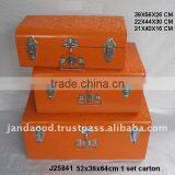 Orange Colour Powder Coated Iron Storage Trunks With Embossed Patterns thumbnail-1