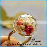 Wholesale Glass Globe Bottle (24mm) With Gold Plated Lace Adjustable Ring thumbnail-2