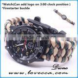 Multifunctional Custom Logo Whistle Firestarter Buckle 550 Paracord Survival Watch thumbnail-1