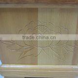 Carving Peony Decor Four Feet at the Bottom Wood Flowerpot thumbnail-4