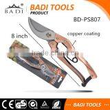 Garden Scissors Hand Pruner - 8 Inch Bypass Pruning Shears With Copper Coating Handle thumbnail-2