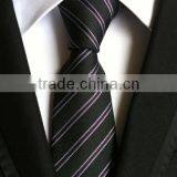 HDYF-32 Wholesale Black Stripped Woven Men's Neck Tie thumbnail-1