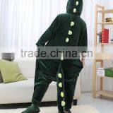 Flannel Cartoon Adult Animal Jumpsuit Animal Pajamas Jumpsuit Green Dinosaur Design thumbnail-2