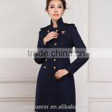 Fashional Style Lady's Overcoat. Double Breasted Navy Color Coat. L112506 thumbnail-1