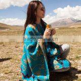 2017 Tibet Wind Women Cloak One Model Flowers Pattern Large Size 160*130cm Ladies Scarf With Tassels thumbnail-1
