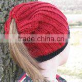 Bun Beanie Running Ponytail Toque Hat thumbnail-2
