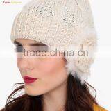 Women Knitted Cashmere Wool Winter Beanie Hat thumbnail-3