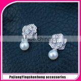 Micropave Zircon Earring Flower Stud Earring Silver 925 Natural Pearl Earring thumbnail-1