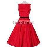 Walson Instyles Wholesale Womens Retro Audrey Hepburn Swing Dress 50s Rockabilly Party Dress Boat Neck thumbnail-4