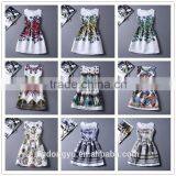 Multi Color Girl Flower Printed Princess Holiday Dress/ Girl Sleeveless Knee Length Princess Dress/new Design Girl Printed Dress thumbnail-2