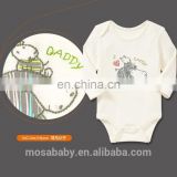 100% Soft Cotton Baby Bodysuit With Long Sleeves Embroidered Hippo Father and Son Pattern Suit for 0-24 Months