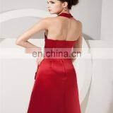 Sexy Halter Sleeveless Evening Gowns Backless Floor Length Zipper Ruched Mother Of The Bride Dress thumbnail-6