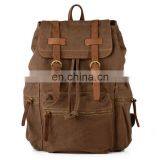 Strong vintage canvas leather satchel backpack for young