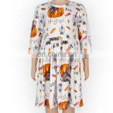 Halloween Cross Neck Pumpkin 3/4 Sleeve Girls Skirt Fashion Dress thumbnail-3