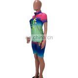 Summer Stylish Colorful Tie Dye 2 Pieces Two Piece Women Short Sexy Bodycon Printed Sports Set Suits thumbnail-6