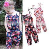 Girl Full Flower Design Jumpsuit Baby Sleeveless Summer Romper 2Colors 5Size for 2-7T thumbnail-1