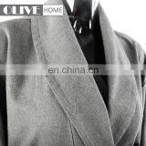 Custom Made Grey French Exquisite Cuffs Shawl Collar Wholesale Bathrobe Hotel for Men thumbnail-4