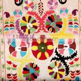 Suzani Twin Size Vintage Bedspread Beautiful Uzbek Embroidery Suzani Tapestry Handmade Suzani Flower Blanket thumbnail-2