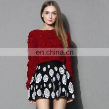 Fashion Red Chunky Sweater Women Cable Knit Pullover Sweater for Ladies thumbnail-1