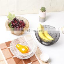 Manufacture Kitchen Home Decor Picnic Food Fruit Storage Iron Large Round Color White Metal Wire Fruit Basket