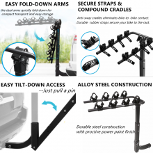Hot Sale 4-Bike Capacity Hitch Mounted Bicycle Carrier for Cars Trucks SUVs Minivans With 1.5