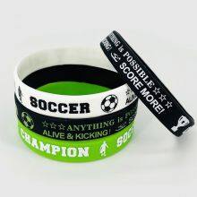 Factory Price in Stock Football Match Striped Design As a Set Printed Champion Big Stretch Soccer Sport Silicone Bracelet thumbnail-4