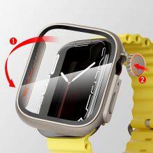 LeYi Luxury PC Case Sport Cover Full Screen Protector Tempered Glass Watch Case for Iphone Watch Series 6 7 Change to 8 ULTRA 2 thumbnail-4