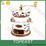 Vintage Coffee Grinder Hand-crank Roller,Ceramic Core, Wood Case,Nylon Body