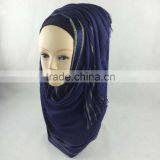 New Hijab Golden Shimmer Striped Viscose Islamic Scarf Quality Choice thumbnail-4