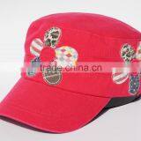 Ladies Applique Floral Military Cap thumbnail-1
