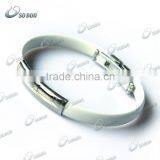 Fitness Sport Health Energy Care Silicone Bracelet With Metal Plate Engraved Logo thumbnail-1