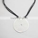 Rope Chain Stainless Steel Large Round Pendant Necklace thumbnail-2