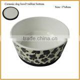 Round Ceramic Dog Bowls With Rubber Bottom Ceramic Pet Bowls for Sales