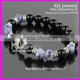 KJL-A0246 Wholesale Silver Hamsa Palm Charm Bracelet,natural Agate Stone Beaded Evil Eye Bracelet Bangle thumbnail-1