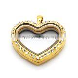Dongguan Manufacturer Wholesale Heart Shaped Locket Necklace Stainless Steel Floating Glass Magnetic Gold Locket Jewelry thumbnail-3