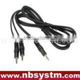 6ft 3.5mm Stereo Plug to 3.5mm Stereo 2 Plugs Straight Audio Cable