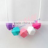 multicolor hexagon kids teething beads necklace Top quality silicone teething necklace wholesale TN016