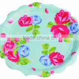 Brand name printed rectangular paper plate with folower edge