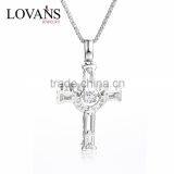 925 Sterling Silver Dancing Stone Gemstone Cross Pendant Jewelry SPG893W